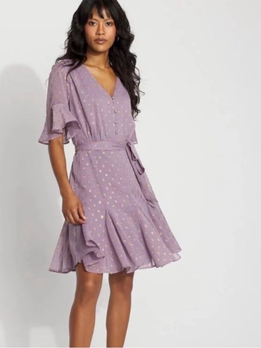 WHBM  Godet Dress with Metallic Clip SIZE 10